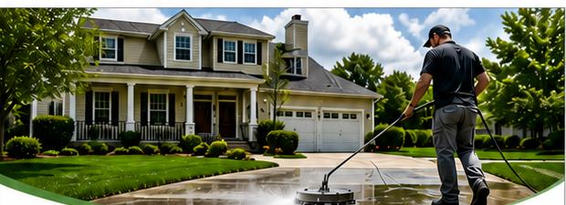 Pressure washing service at a home in Sanford, NC